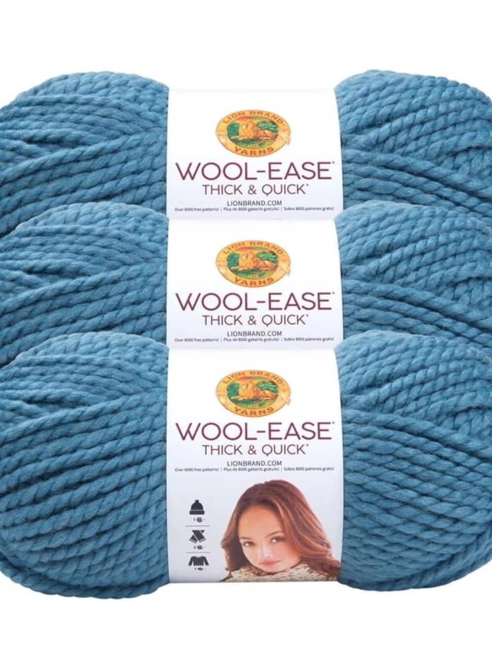 Lion Brand Wool-Ease Thick & Quick Air Force Blue Yarn 3 Skeins NEW Sealed